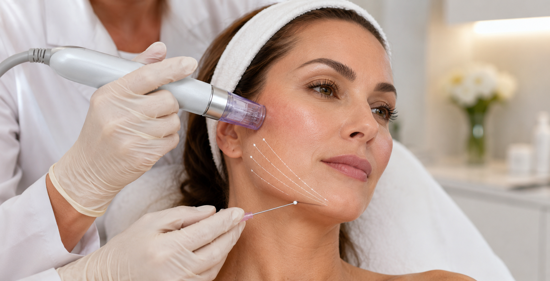 Woman Receiving Cosmetic Treatment with PDO Thread Near Me